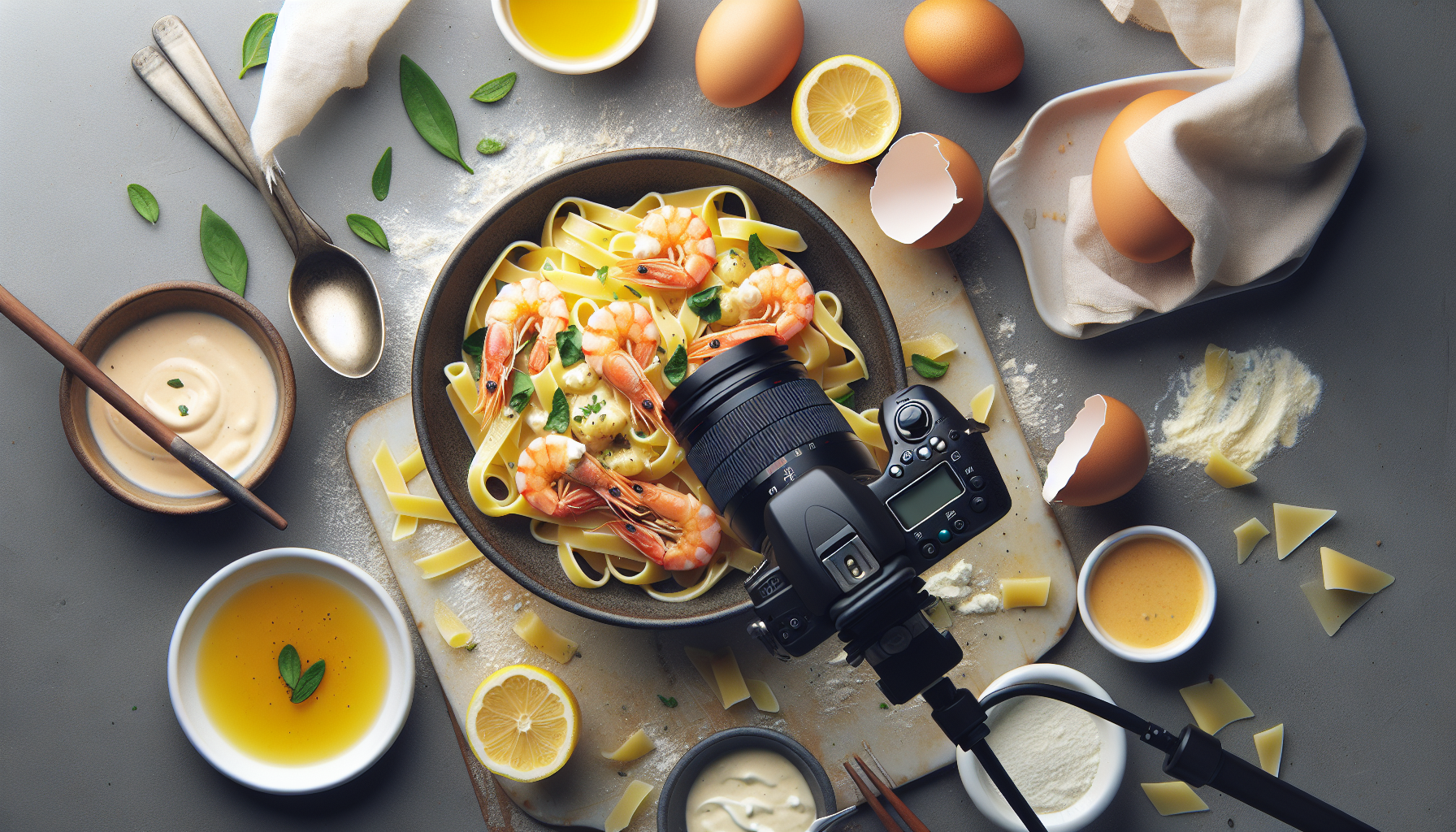 Pasta con gamberoni e panna